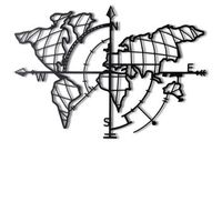 decoracion pared de metal mapamundi compass led negro 65x95 cm