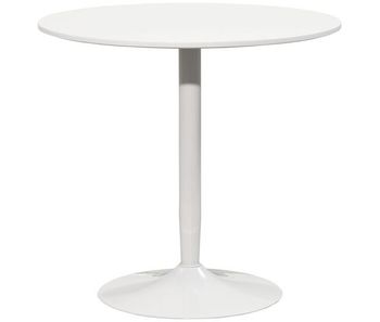 Homcom mesa de comedor redonda mesa de cocina moderna ø80x75 cm para 2 personas con base de acero y almohadillas antideslizantes para salón blanco