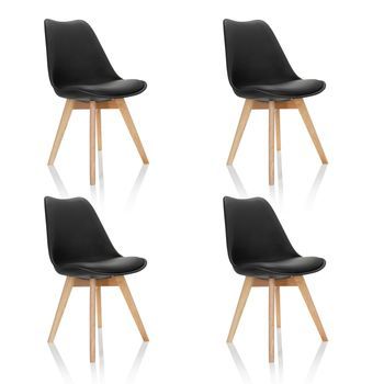 Silla De Confidente Scandi Plástico Negro Juego De 4 Hjh Office