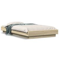 cama individual  cama para adultos  estructura cama con luces led madera roble sonoma 100x200 cm