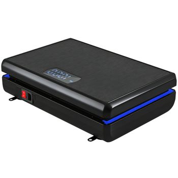 SPORTNOW Plataforma Vibratoria con 120 Velocidades 5 Programas Pantalla LED Luz Mando a Distancia 2 Bandas Elásticas Negro   Aosom España