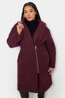 yours abrigo granate boucle con cremallera mujer curvy y tallas grandes yours
