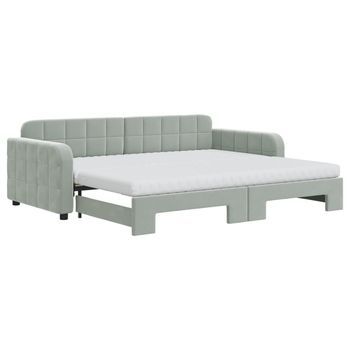 Sofá Cama Nido Con Colchón Terciopelo Gris Claro 90x200 Cm Vidaxl