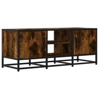 mueble tv  mueble de salon  gabinete de tv metal y madera ingenieria roble ahumado 100x35x41 cm