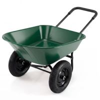 costway carretilla con 2 ruedas de jardin carro en acero robusto y ruedas neumaticas 35 cm gran capacidad de carga verde 145 x 65 x 65 cm