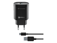 cargador movil - cellularline charger kit 18w carga rapida usb c usb 100 cm universal negro