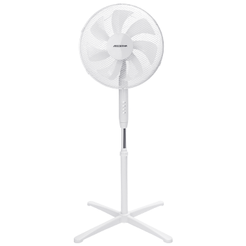 Aigostar - Ventilador de Pie con 7 aspas, 60W, diámetro 41 cm. Ventilador de pie silencioso oscilante 75°, 3 Velocidades y altura ajustable 108-123cm. Silencioso para dormir. Color blanco. Erika
