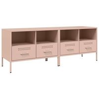 muebles para tv  mueble de salon  gabinete de tv 2 unidades acero rosa 68x39x505 cm
