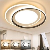 zmh lampara de techo led moderna de doble anillo con control remoto y cambio de color