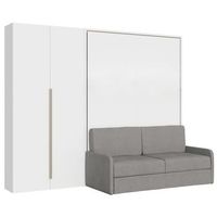 cama abatible francesa vertical versia sofa 140 con sofa estante y armario izquierdo 2 puertas blanco