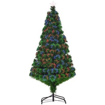 Árbol De Navidad Artificial 150 Cm Con Fibra Óptica Y Led