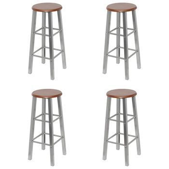 Taburetes De Cocina 4 Unidades Mdf Plateado Y Marrón Vidaxl