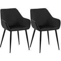 lote de 2 sillas de comedor luena terciopelo negro 63x52x82 cm clp
