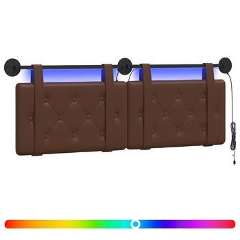 Cabecero Colgante Con Luz Led Marrón Cuero Sintético Vidaxl