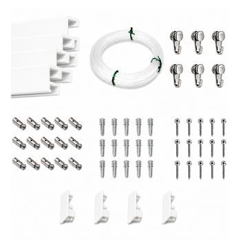 Eurohang Pack Colgar Cuadros Sin Agujeros 6m Guías Aluminio Blanco Mate Con 6 Colgadores Rm Nylon, Cuelga Cuadros Sin Clavos Hogar Oficina