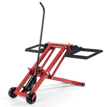 Costway Gato Elevador para Cortacésped con Gato Hidráulico Altura y Ancho Ajustables para Fácil Almacenamiento Operación Simple Carga 227 kg