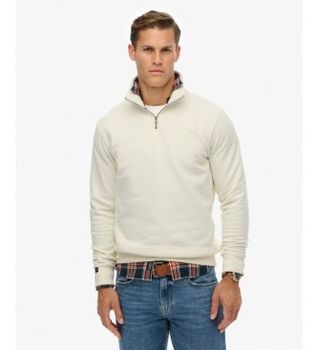 Superdry para hombre. M2013750A Sudadera Essential Logo Henley blanco roto (M), Casual, Algodón