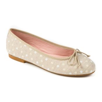 Bailarina lino topitos beige