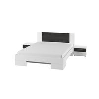 cama de adulto 180x200 coleccion irina mesitas de noche integradas colores blanco y gris antracita