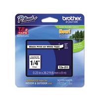 brother tze211 original p-touch label tape - 14 x 26 ft 6mm x 8mm black on clear