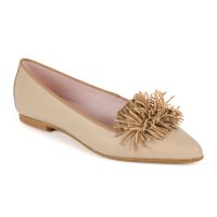 slipper punta piel beige flecos