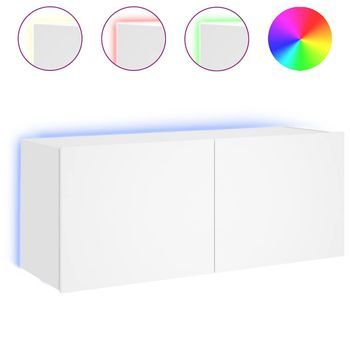 Mueble De Tv De Pared Con Luces Led Blanco 100x35x41 Cm Vidaxl