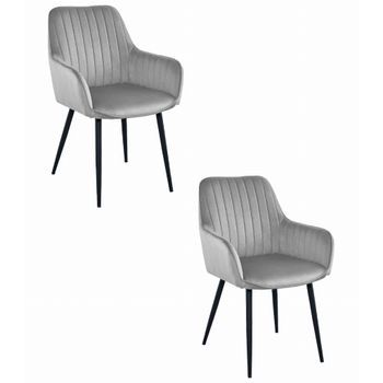 Set De 2 Silla De Comedor Terciopelo Valora Selo Asiento De Terciopelo Gris Plateado