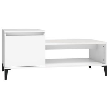 Mesa De Centro 100x50x45 Cm Madera Y Metal Trabajados - Blanco
