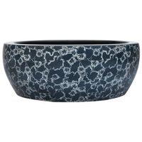 lavabo sobre encimera redondo ceramica negro y azul 41x14 cm vidaxl