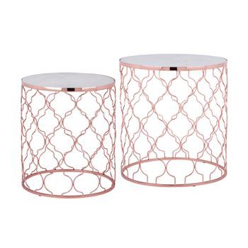 Mesa De Centro Con Tapa De Mármol 2x Ø40 / Ø45 Cm Womo-design