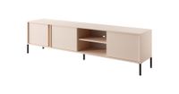 mueble para tv efecto madera beige led
