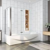 mampara de banera abatible 2 hojas un panel fijo 110x70x140cm aica