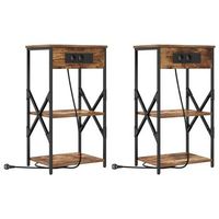 armario de noche 2 uds roble ahumado 41 x 31 x 76 cm vidaxl