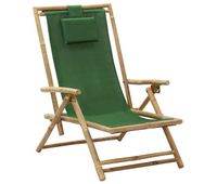 vidaxl silla de relax reclinable de bambu y tela verde