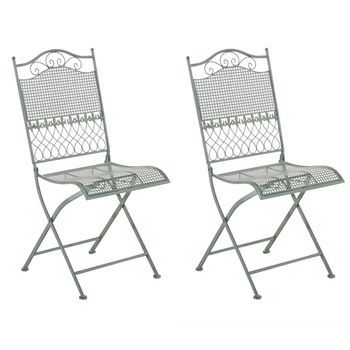 Set De 2 Sillas De Jardin Kiran Metal Verde Antiguo 50x41x91 Cm Clp