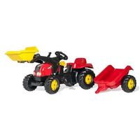 tractor a pedales infantil con remolque y con pala color rojo