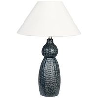 lampara de mesa de ceramica azul oscuro blanco crema 60 cm pantalla tela matina