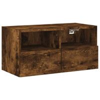 mueble tv de pared  mueble de salon  armario tv madera ingenieria roble ahumado 60x30x30 cm