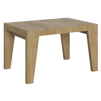 Mesa De Comedor Extensible De Madera Naxo.-color Natural-soporte 2 Pies-5 Alargaderas Finas-ancho Extensible