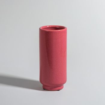 Jarrón de gres rosa, 18 cm