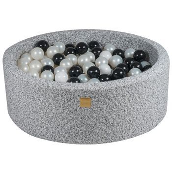 Meowbaby Piscina De Bolas, Round Seca Para Niños, Boucle, Gris Melange : Negro/blanco/perla, 200 Pcs, 90x30cm
