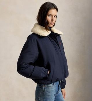 Polo Ralph Lauren para mujer. 211A97141003 Abrigo High Pile Collar Down marino (M), Casual, Poliéster