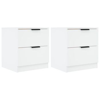 Mesitas De Noche 2 Uds Madera Contrachapada Blanco Vidaxl