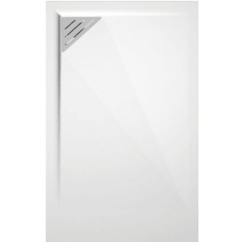 Plato De Ducha Resina Trinity Blanco  80x160 Cm Rejilla Izquierda