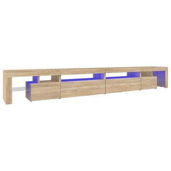 Mueble Tv | Mueble De Salón | Armario Tv Con Luces Led Color Roble Sonoma 290x36,5x40 Cm