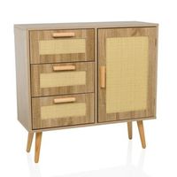 aparadorcomoda stryn 80x30x78 cm 3 cajones 1 puerta marron claro hjh living