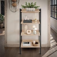 estanteria estilo industrial 4 baldas 575x34x138cm madera clara
