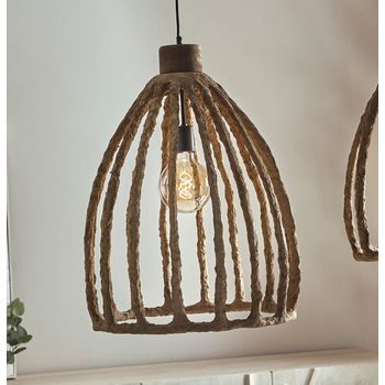 Lampara De Techo Papel Mache Akil Marron 64cms. 48dx64 Cms