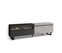 mueble tv television muebles de salon almacenaje 200x35x57cm para tv hasta 80 chimenea electrica diseno industrial estilo moderno cemento