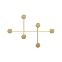 perchero mural con 6 ganchos h60 cm - dorado